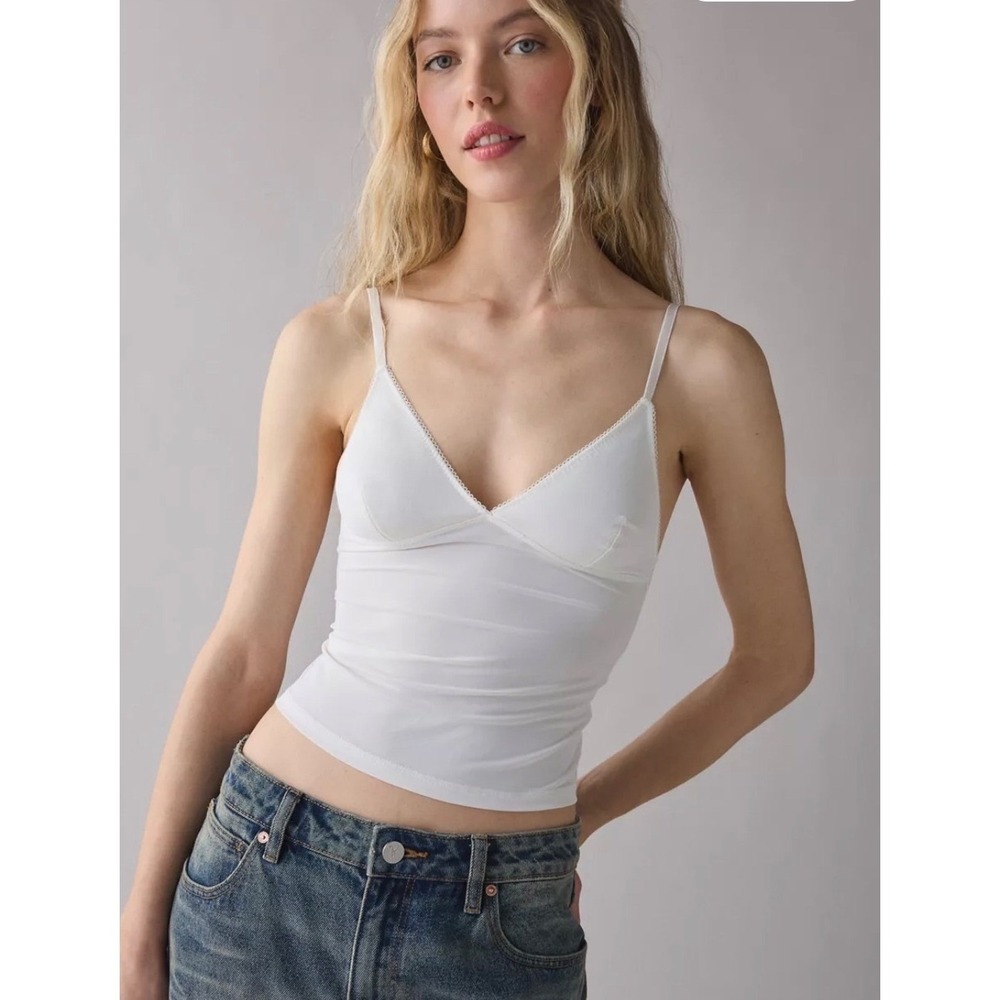 Out From Under Urban Outfitters S/P Je T'aime Y2K Off White Lace Trim Cami Tank